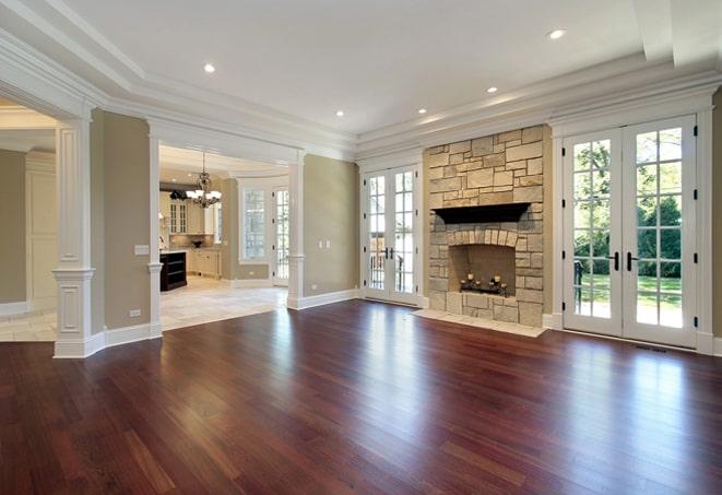 distressed acacia hardwood floors in a farmhouse